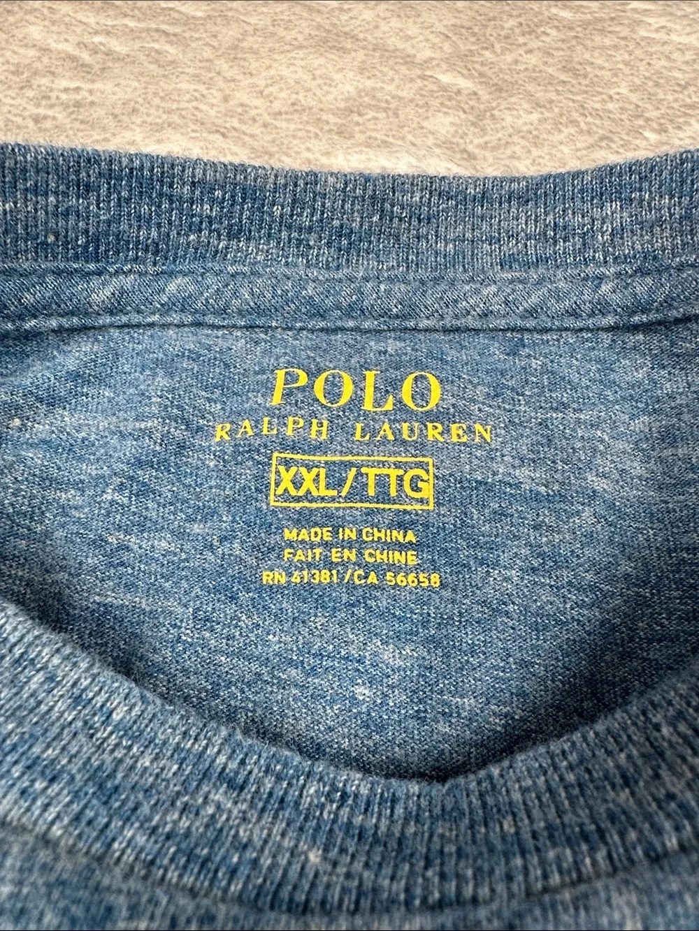 Polo Ralph Lauren Long Sleeve T Shirt Mens XXL Blue Heather Pony Logo Crew Neck